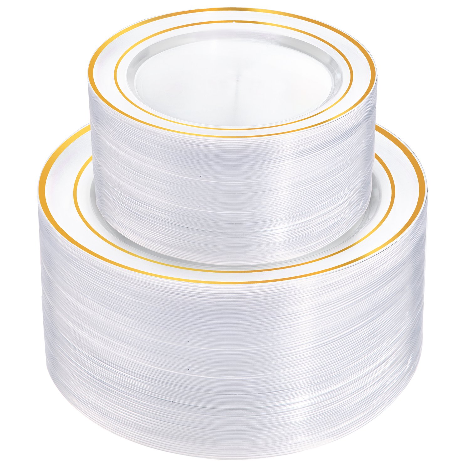 Clear And Gold Elegant Plastic Plates — view 1
