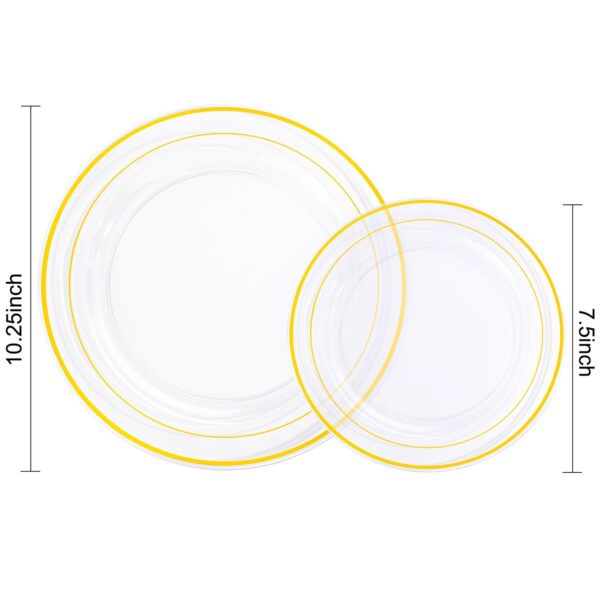 Clear And Gold Elegant Plastic Plates — view 2