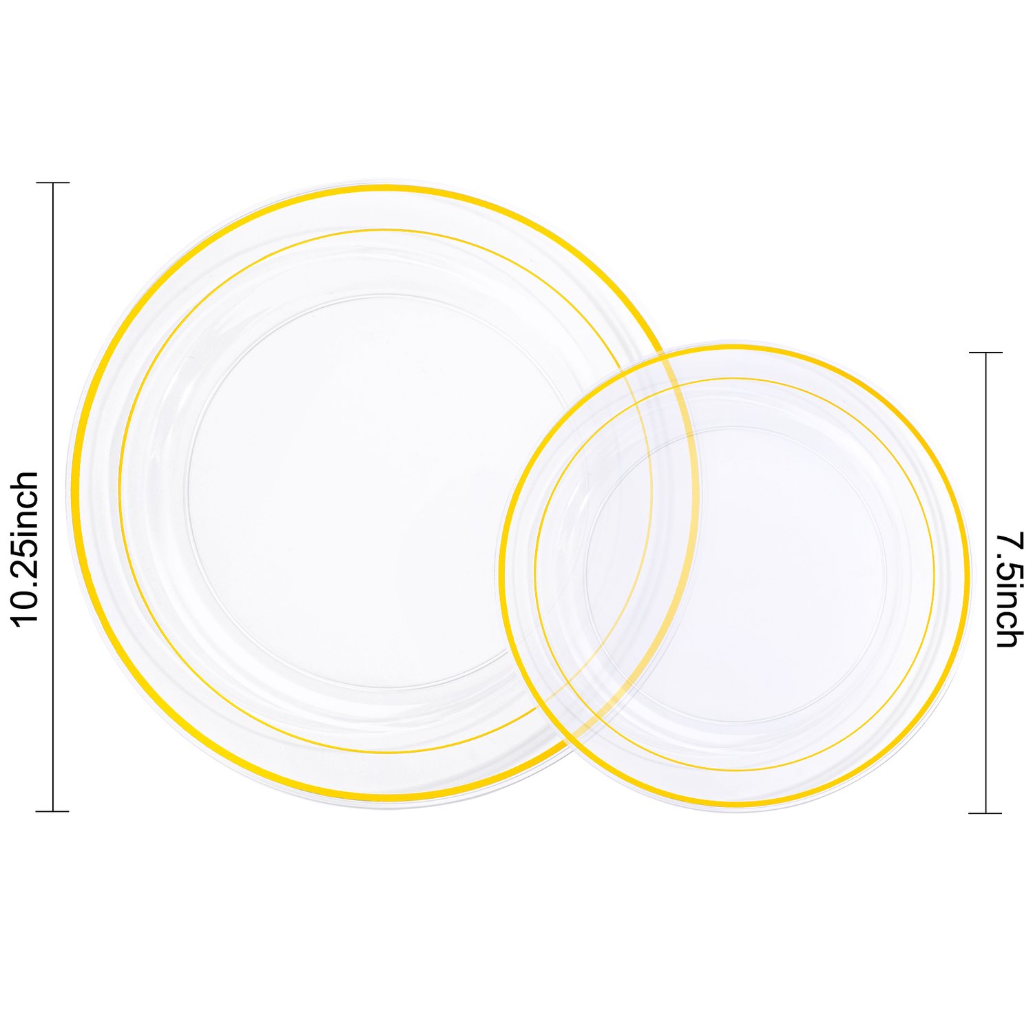 Clear And Gold Elegant Plastic Plates — view 2