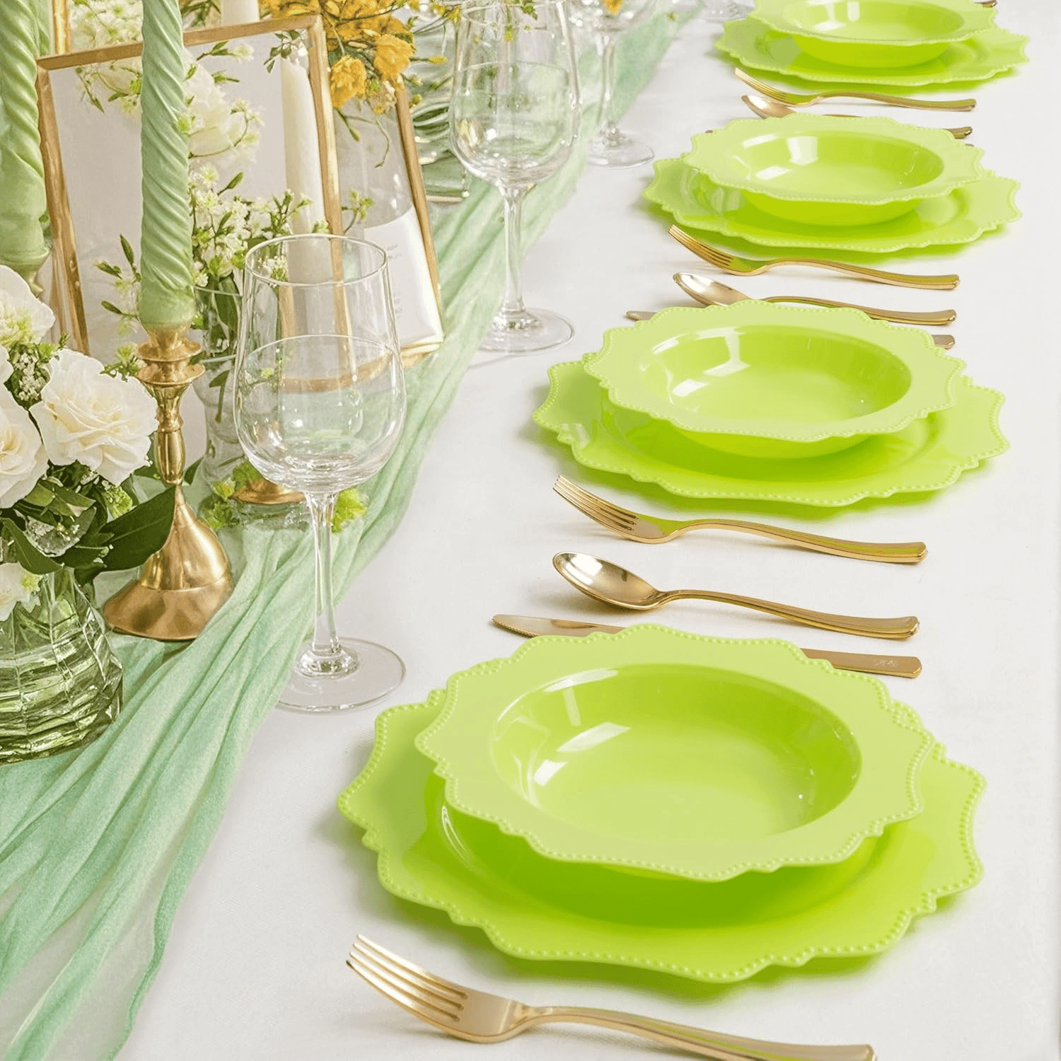 Light Green Plastic Party Bowls () 12 Oz Disposable Soup/Salad Bowl — view 8