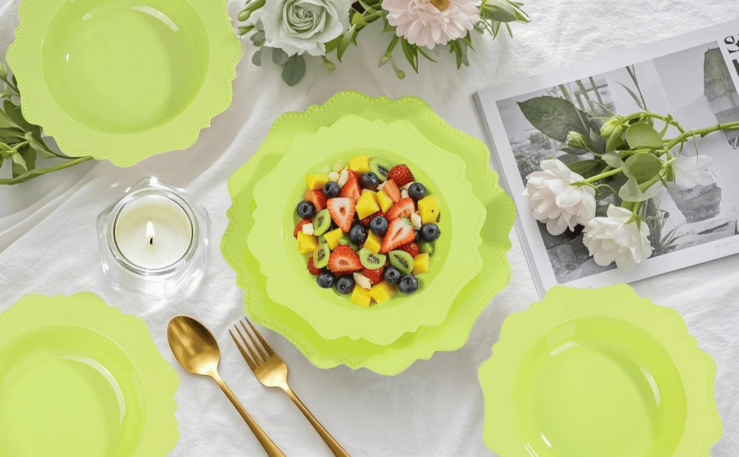 Light Green Plastic Party Bowls () 12 Oz Disposable Soup/Salad Bowl — view 9