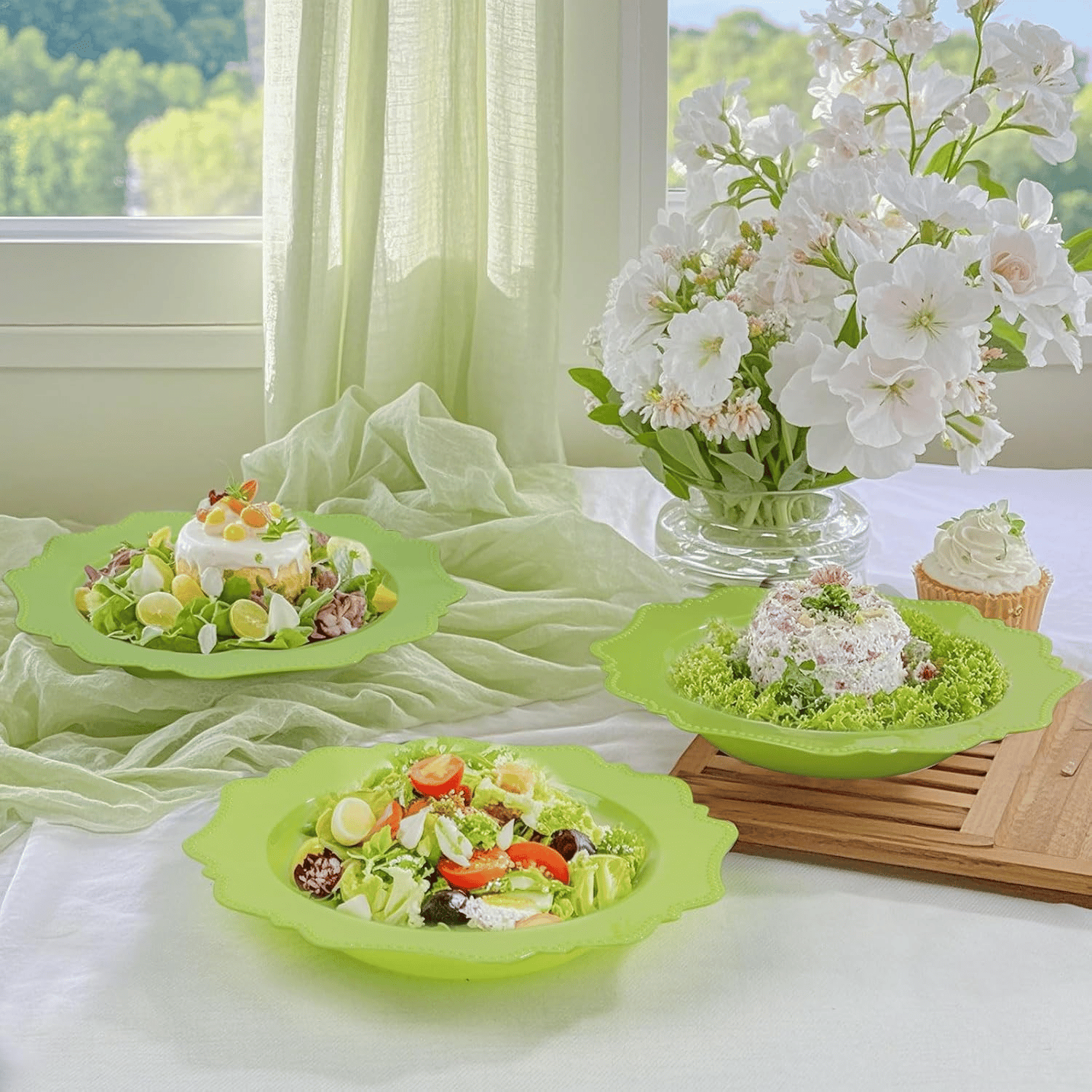 Light Green Plastic Party Bowls () 12 Oz Disposable Soup/Salad Bowl — view 10