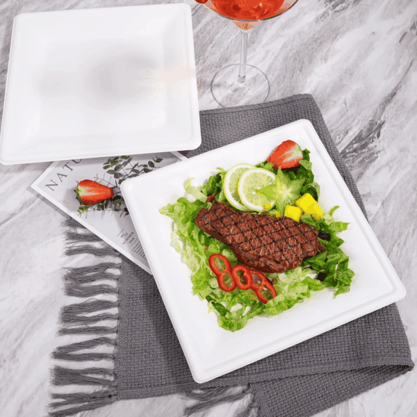 Square Biodegradable Bagasse Plates — view 2