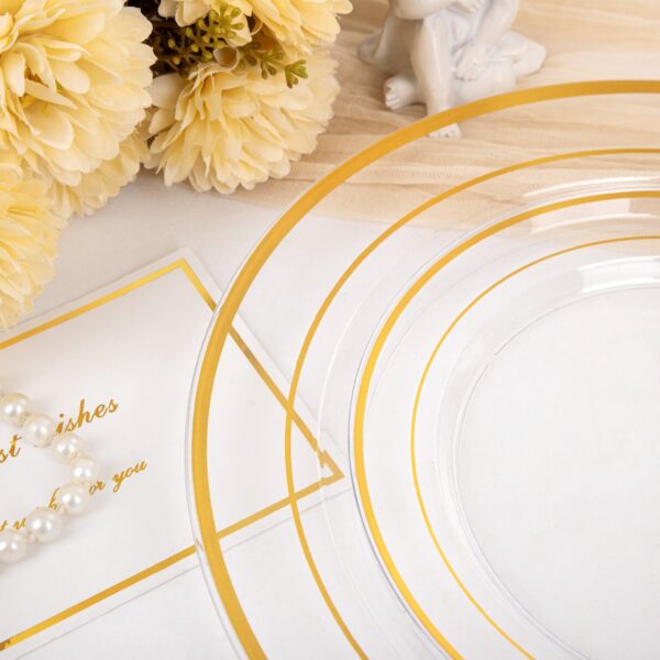 Clear And Gold Elegant Plastic Plates — view 4
