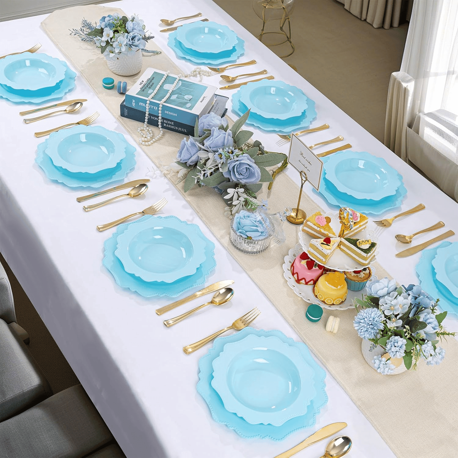 Light Blue Plastic Party Bowls () 12 Oz Disposable Soup/Salad Bowl — view 8