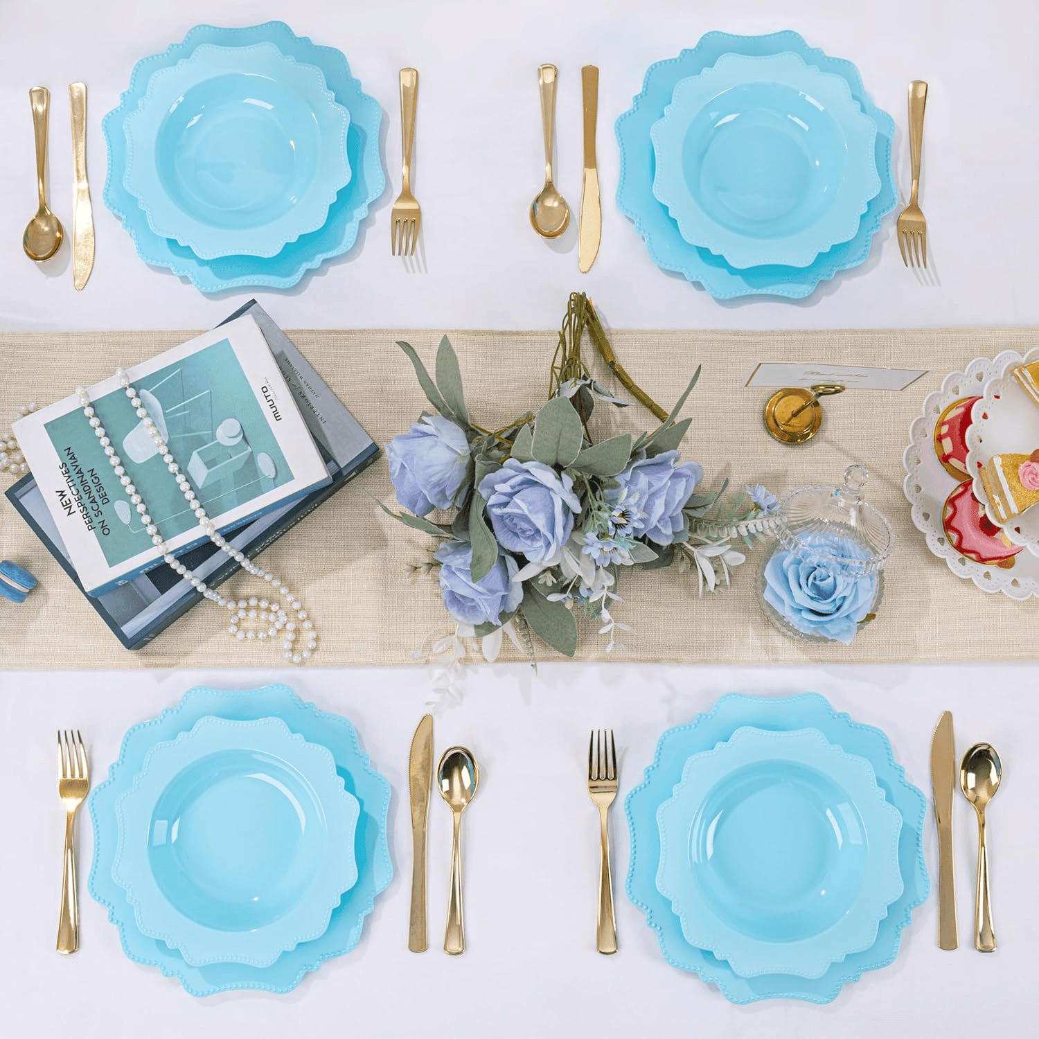 Light Blue Plastic Party Bowls () 12 Oz Disposable Soup/Salad Bowl — view 9