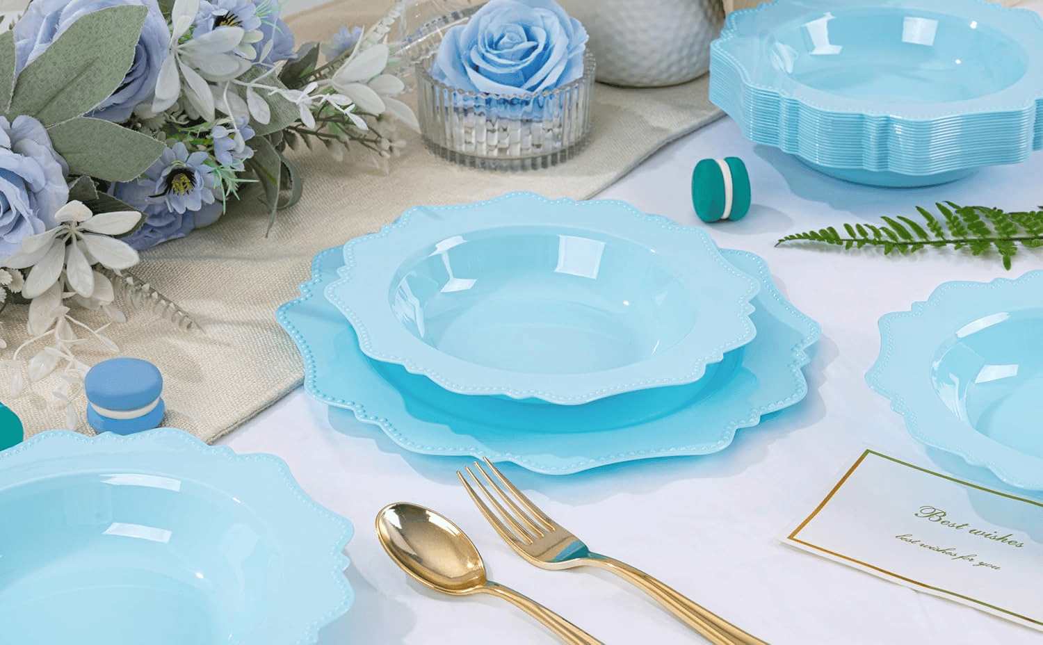 Light Blue Plastic Party Bowls () 12 Oz Disposable Soup/Salad Bowl — view 10