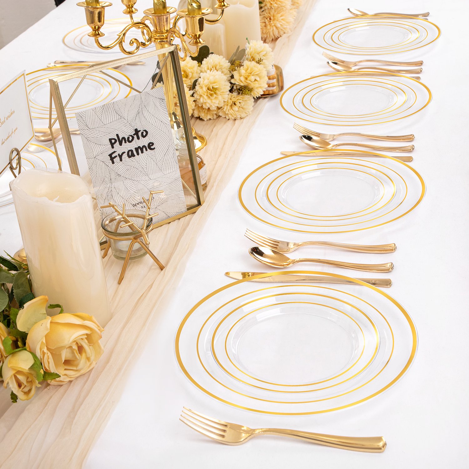 Clear And Gold Elegant Plastic Plates — view 7