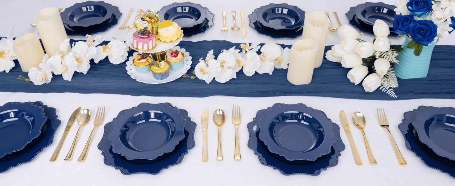 Navy Blue Plastic Party Bowls () 12 Oz Disposable Soup/Salad Bowl — view 9