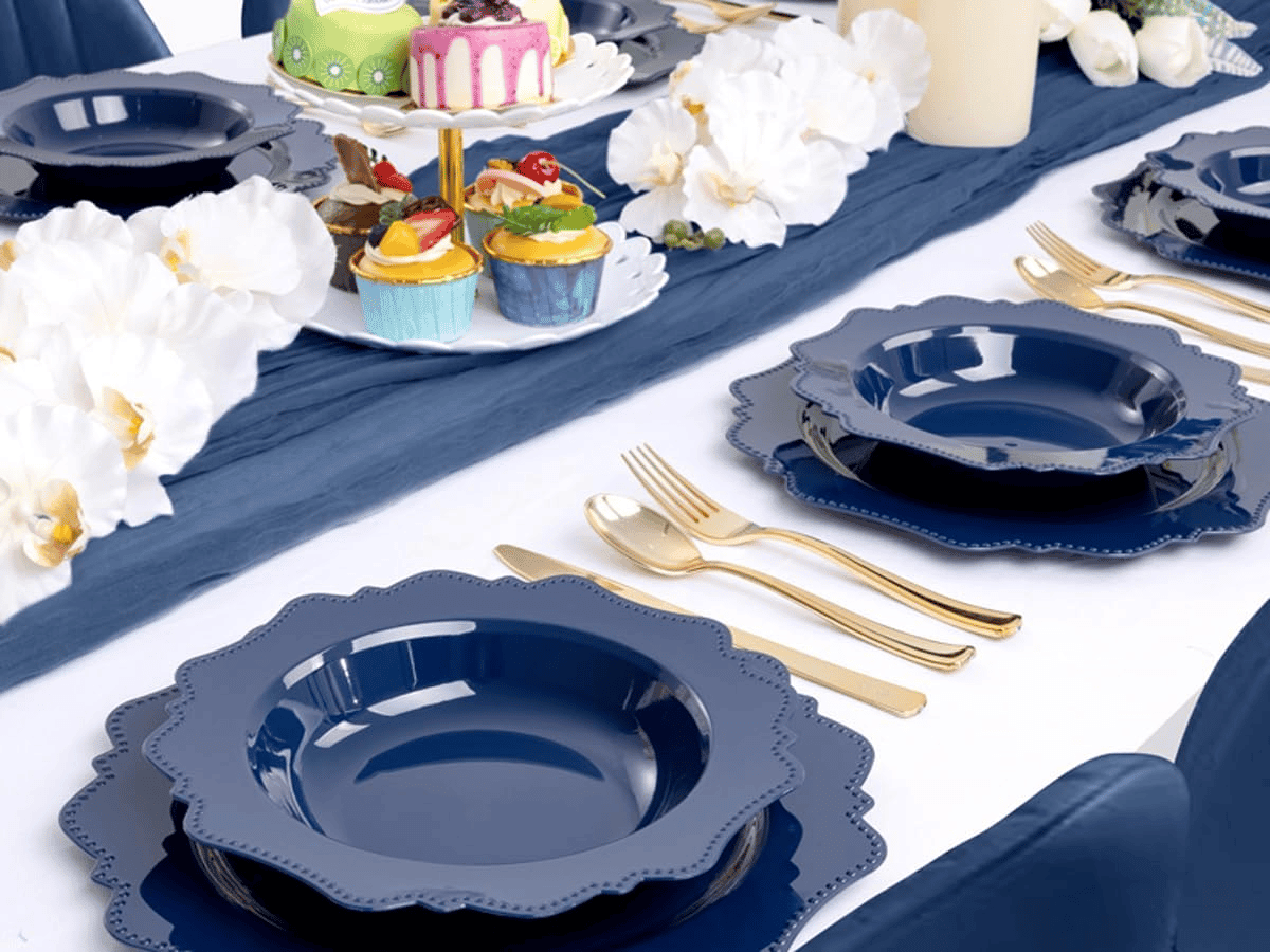 Navy Blue Plastic Party Bowls () 12 Oz Disposable Soup/Salad Bowl — view 10