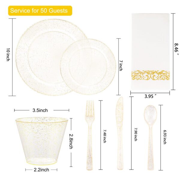 Clear And Gold Elegant Plastic Plates — view 9