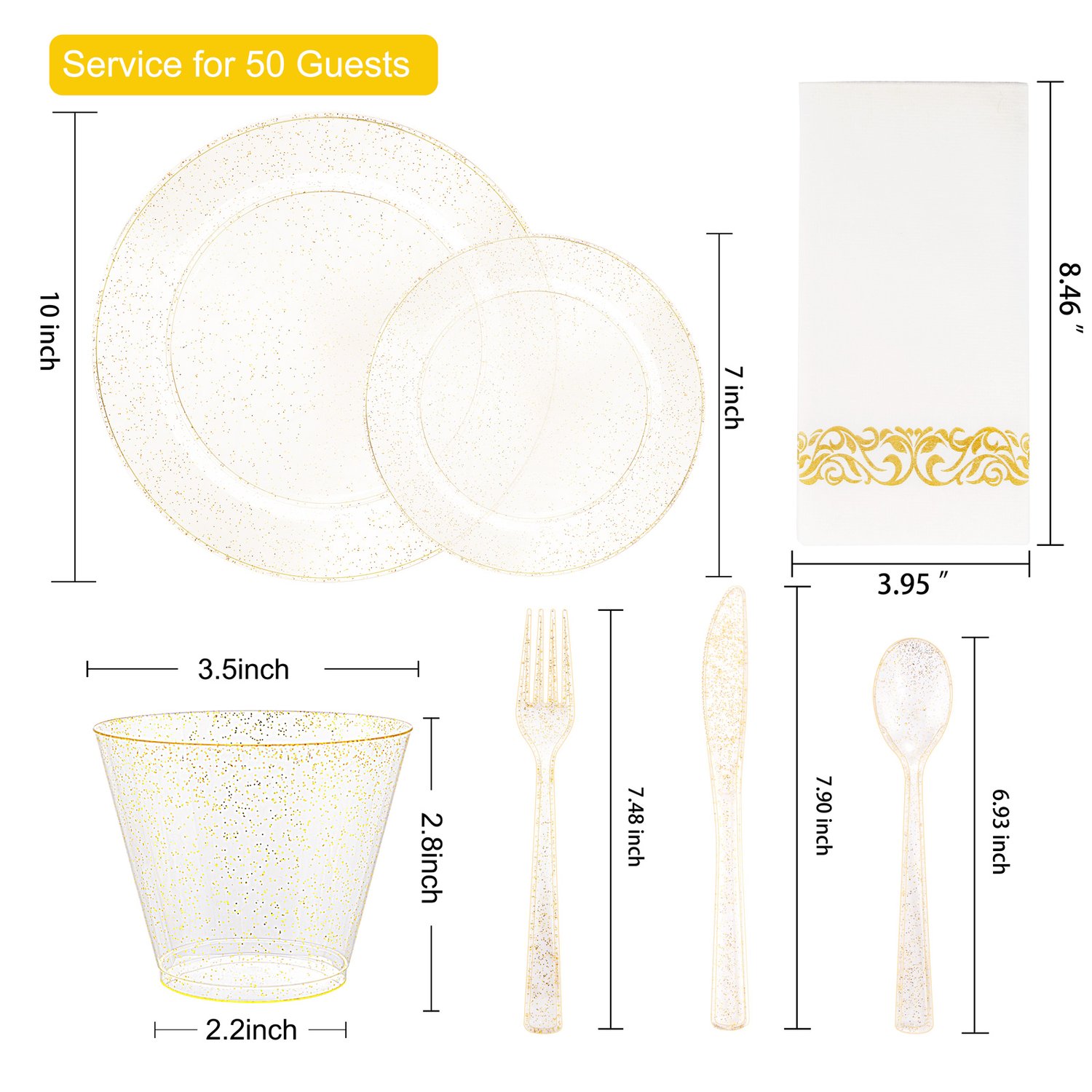 Clear And Gold Elegant Plastic Plates — view 9