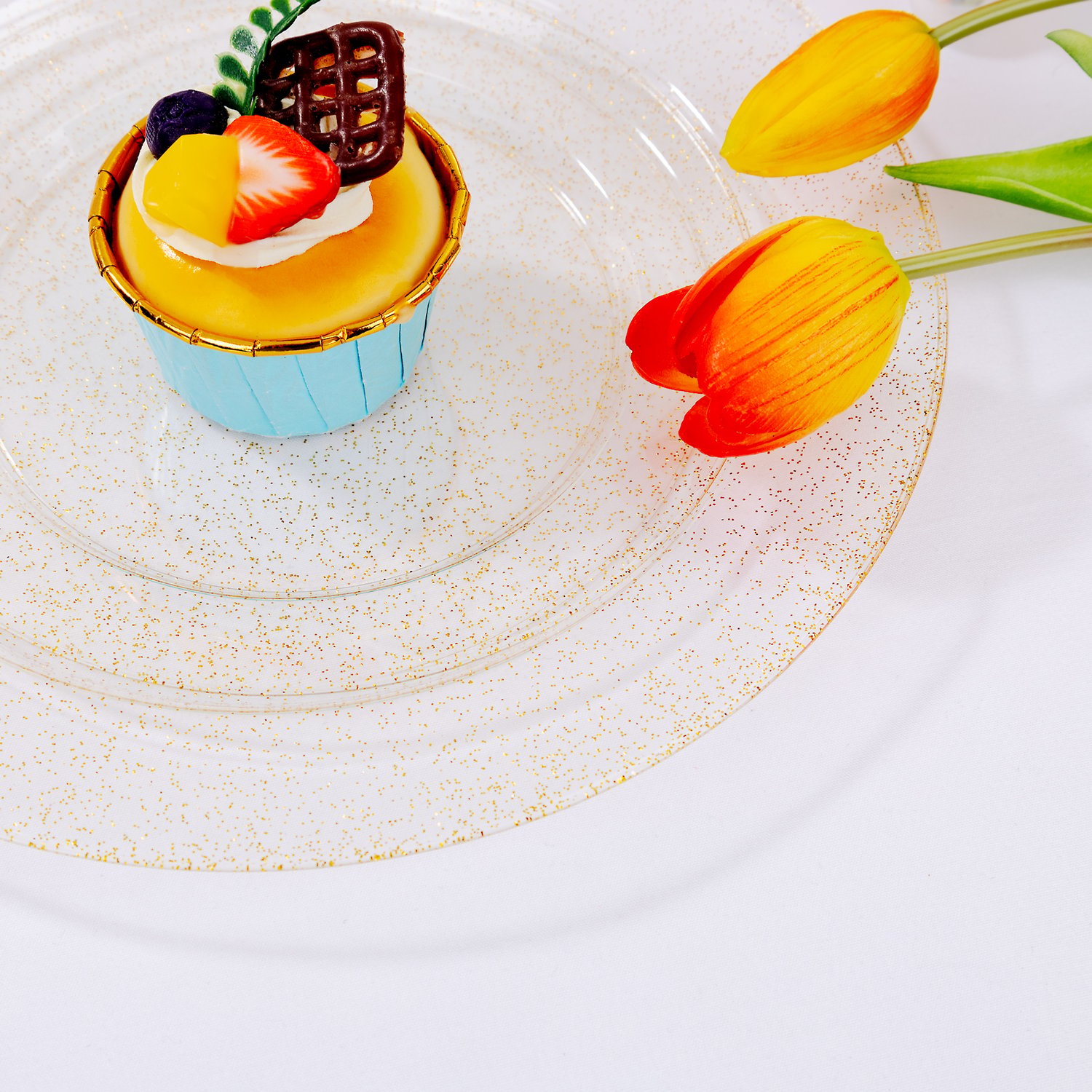Clear And Gold Elegant Plastic Plates — view 11