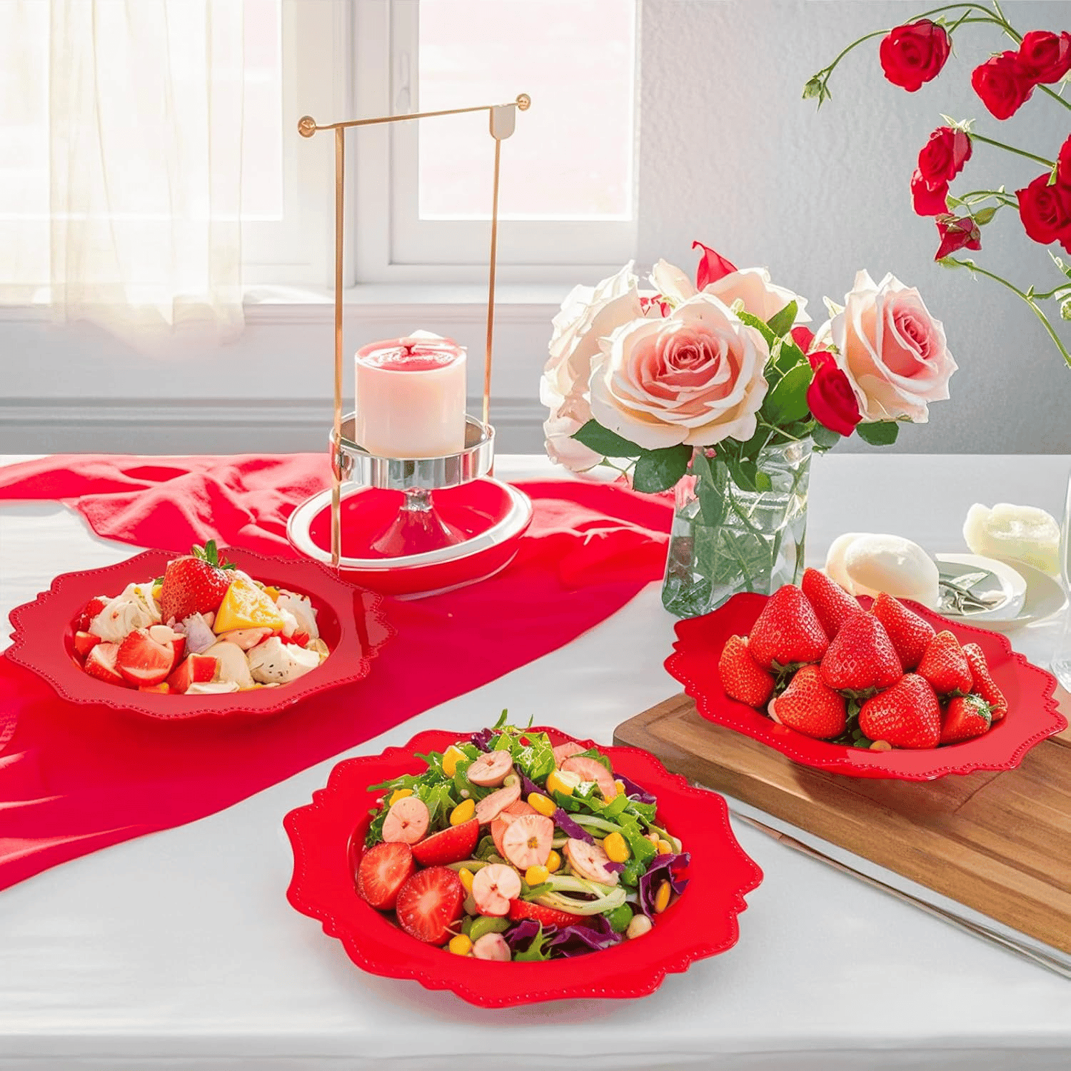 Red Plastic Party Bowls () 12 Oz Disposable Soup/Salad Bowl — view 8