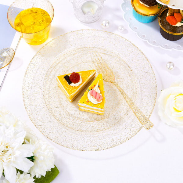 Clear And Gold Elegant Plastic Plates — view 12