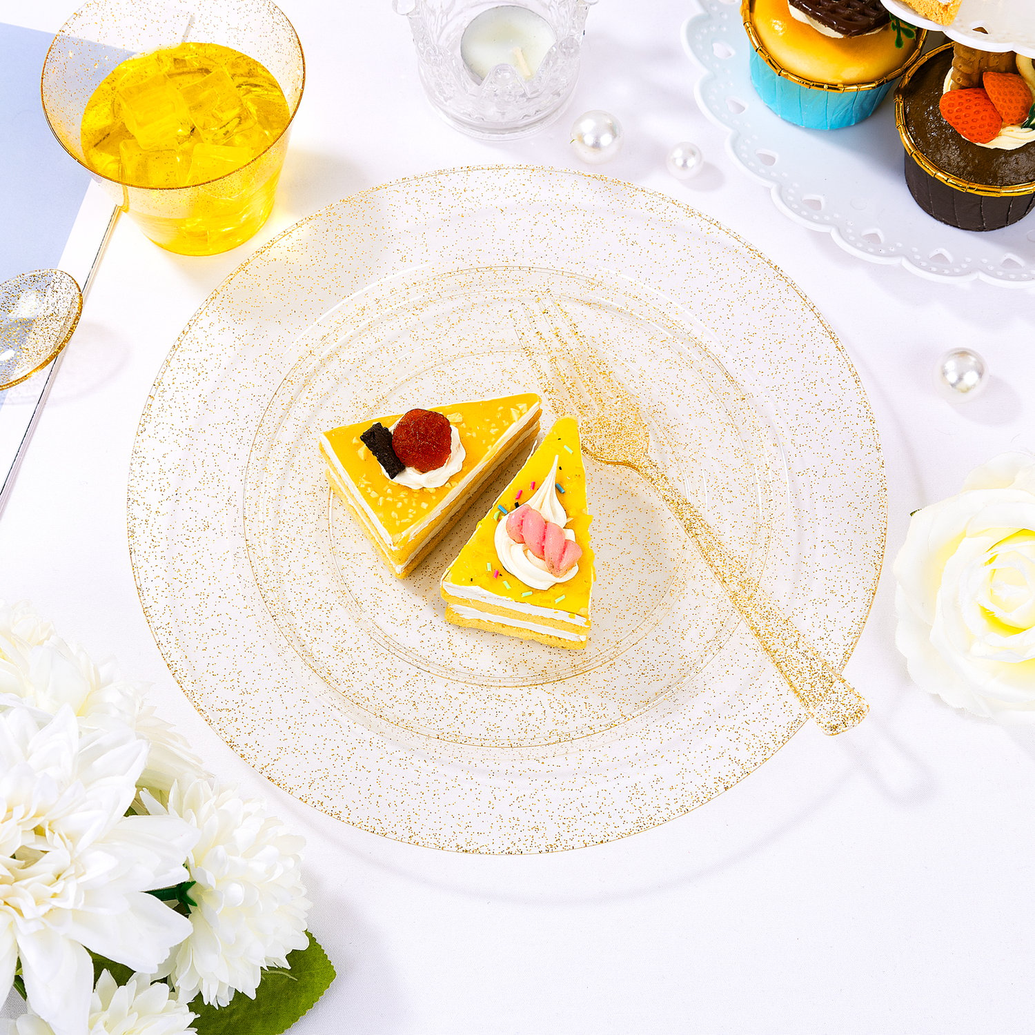 Clear And Gold Elegant Plastic Plates — view 12