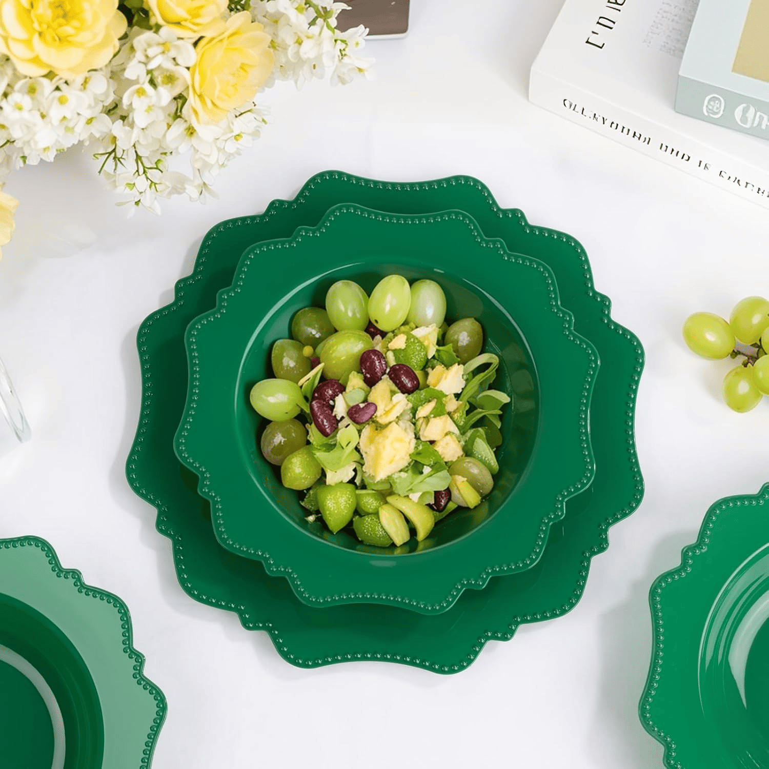 Green Plastic Party Bowls () 12 Oz Disposable Soup/Salad Bowl — view 8