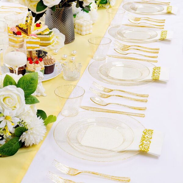 Clear And Gold Elegant Plastic Plates — view 14