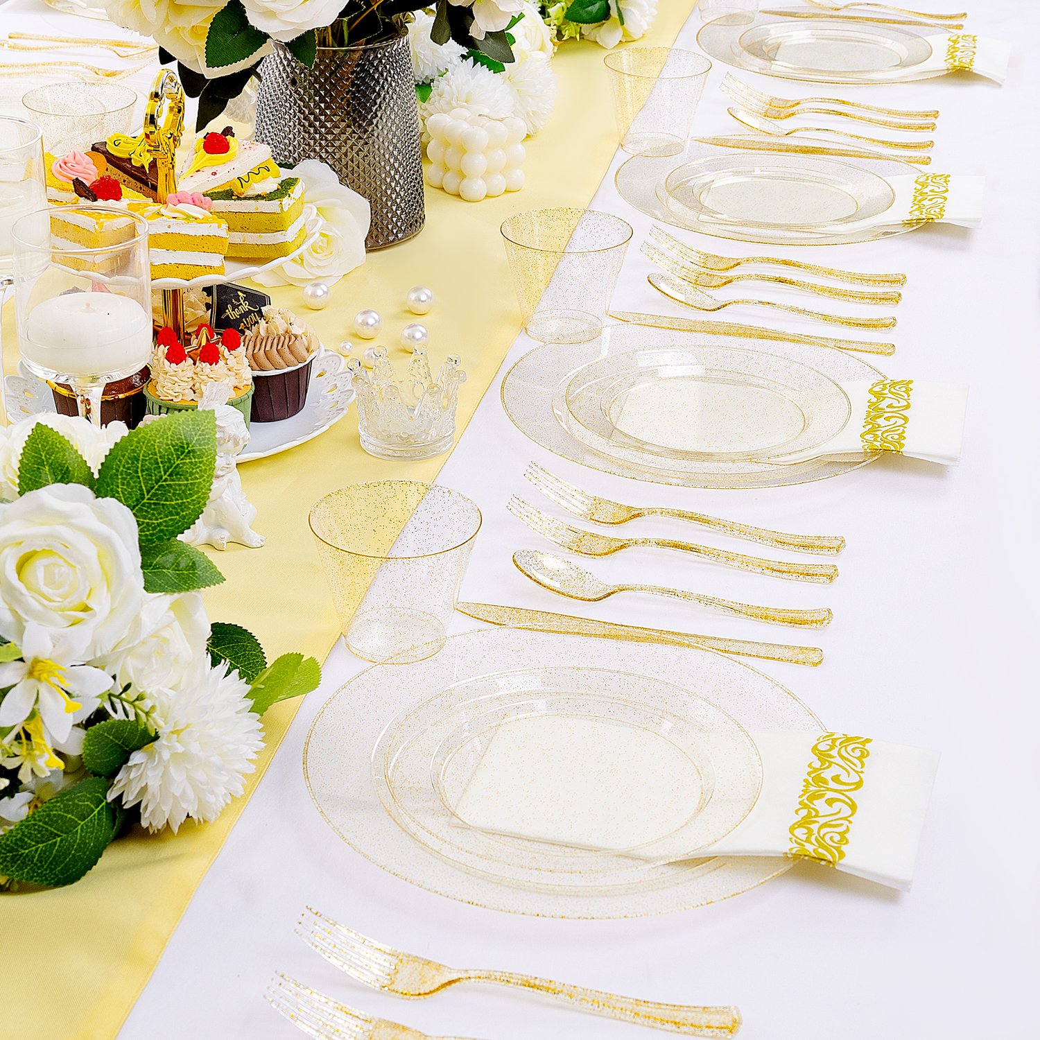 Clear And Gold Elegant Plastic Plates — view 14