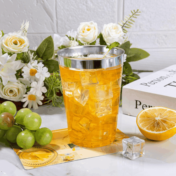 Silver Rim Plastic Cups — view 10
