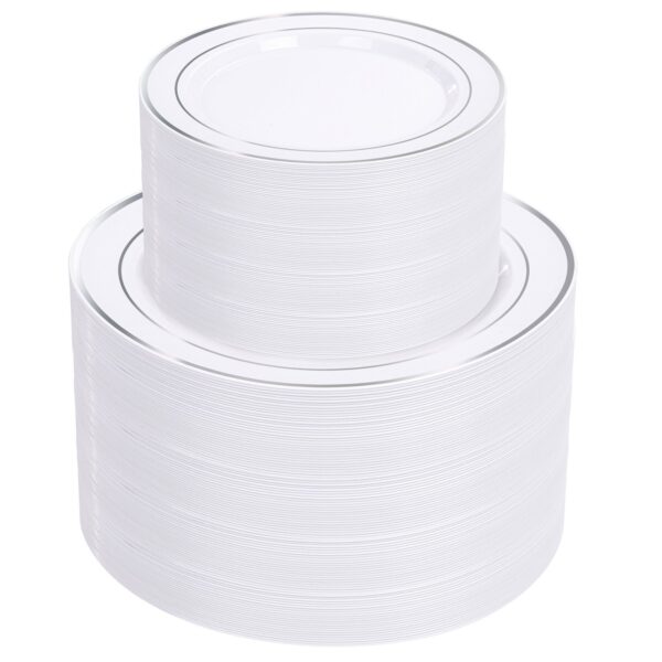 Silver Elegant Plastic Plates — view 1