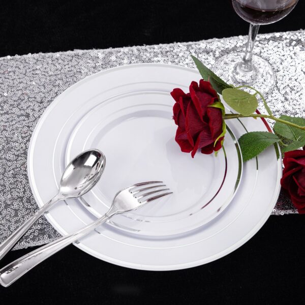 Silver Elegant Plastic Plates — view 4