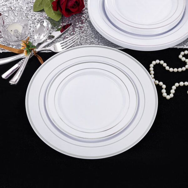 Silver Elegant Plastic Plates — view 5