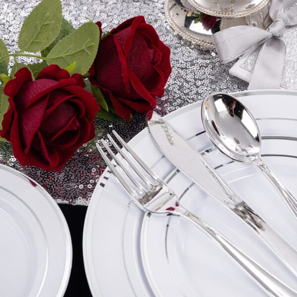 Silver Elegant Plastic Plates — view 6