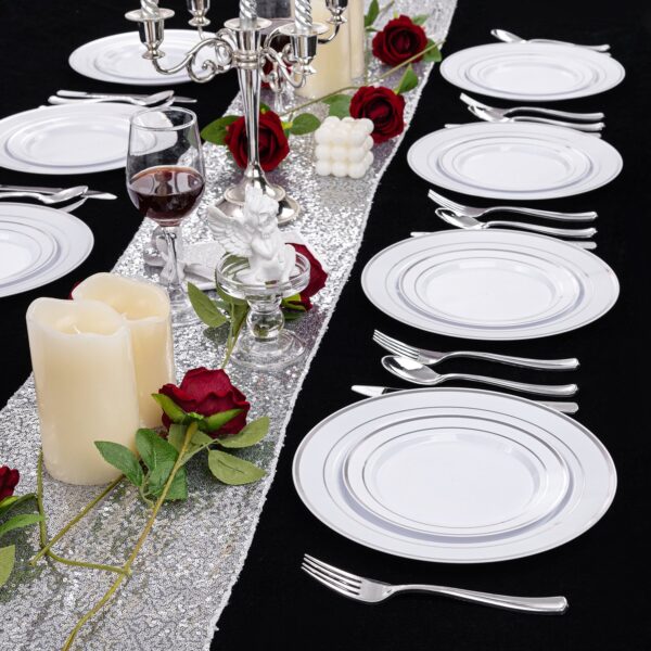 Silver Elegant Plastic Plates — view 7