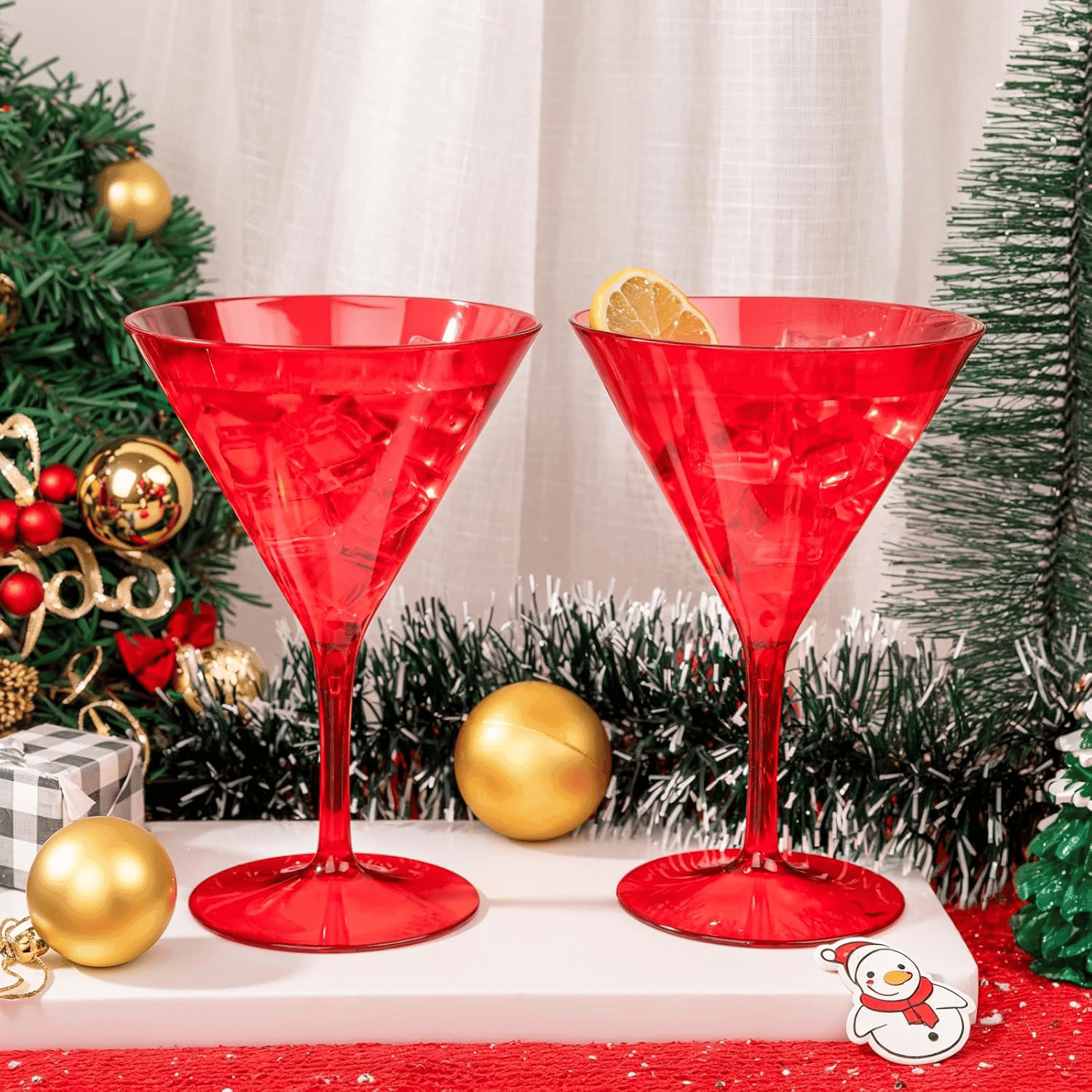 Red Liacere Martini Glasses Set of 6-11 oz Plastic Martini Cocktail Glasses with Stem-Reusable Cocktail Glasses for Bar,Margarita,Whiskey,Gin,Tequila,BPA-Free — view 8