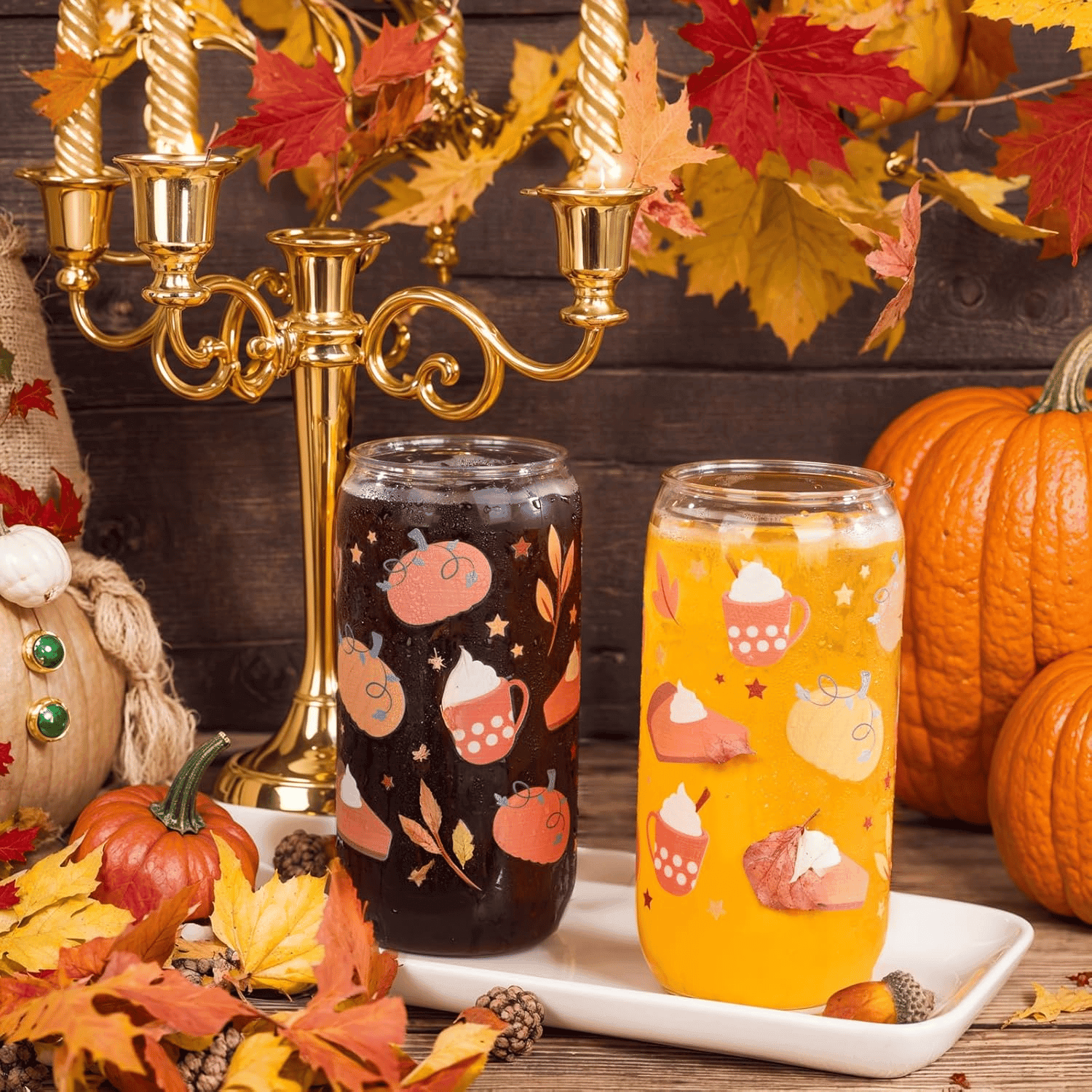Pumpkin Print Can Shaped Cups with Lids & Straws (16 oz, 20 Pack) — view 8