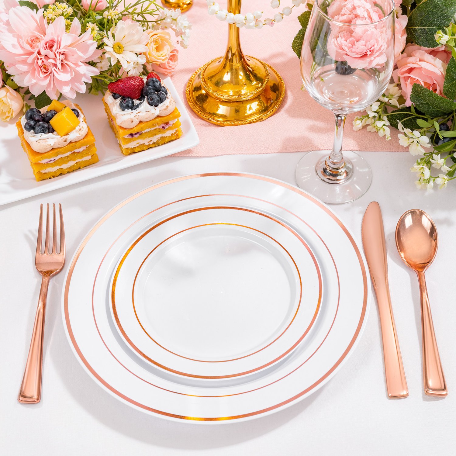 Rose Gold Elegant Plastic Plates — view 3