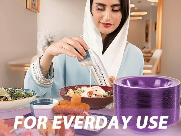Purple Plastic Bowls with Gold Rim — view 10