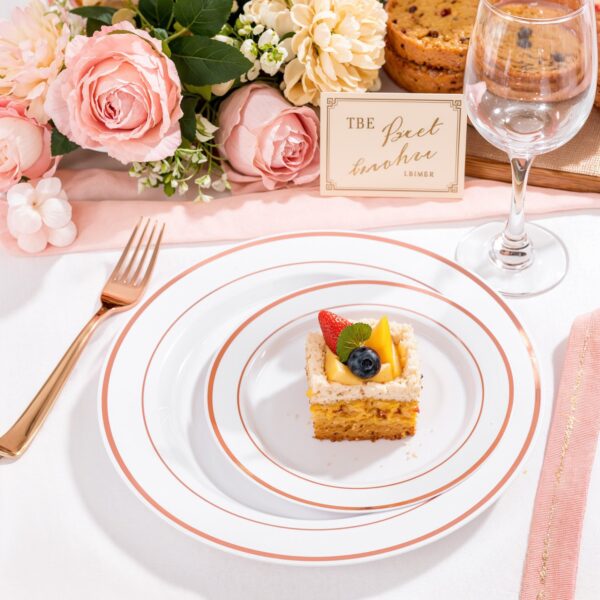 Rose Gold Elegant Plastic Plates — view 4
