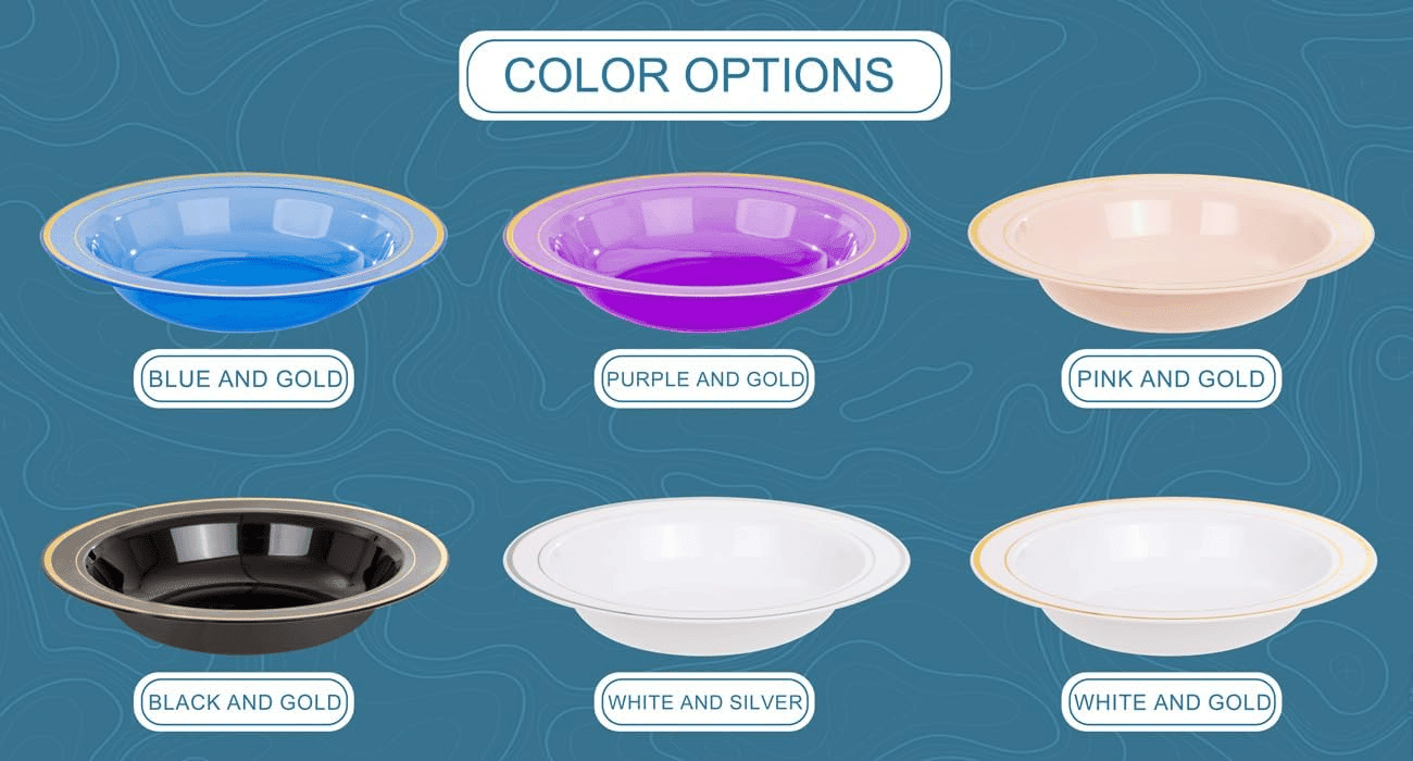 Blue Plastic Bowls with Gold Rim — view 10