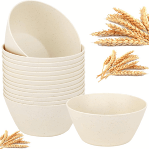Beige Wheat Straw Bowls — view 1