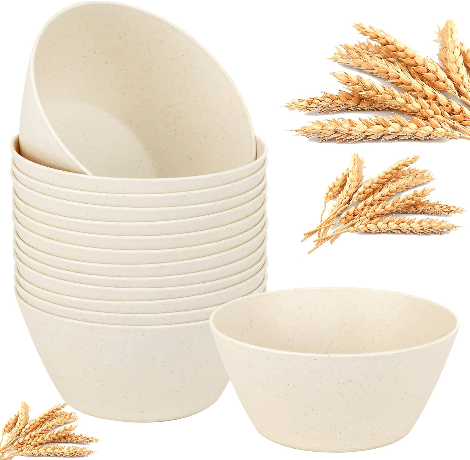 Beige Wheat Straw Bowls — view 1