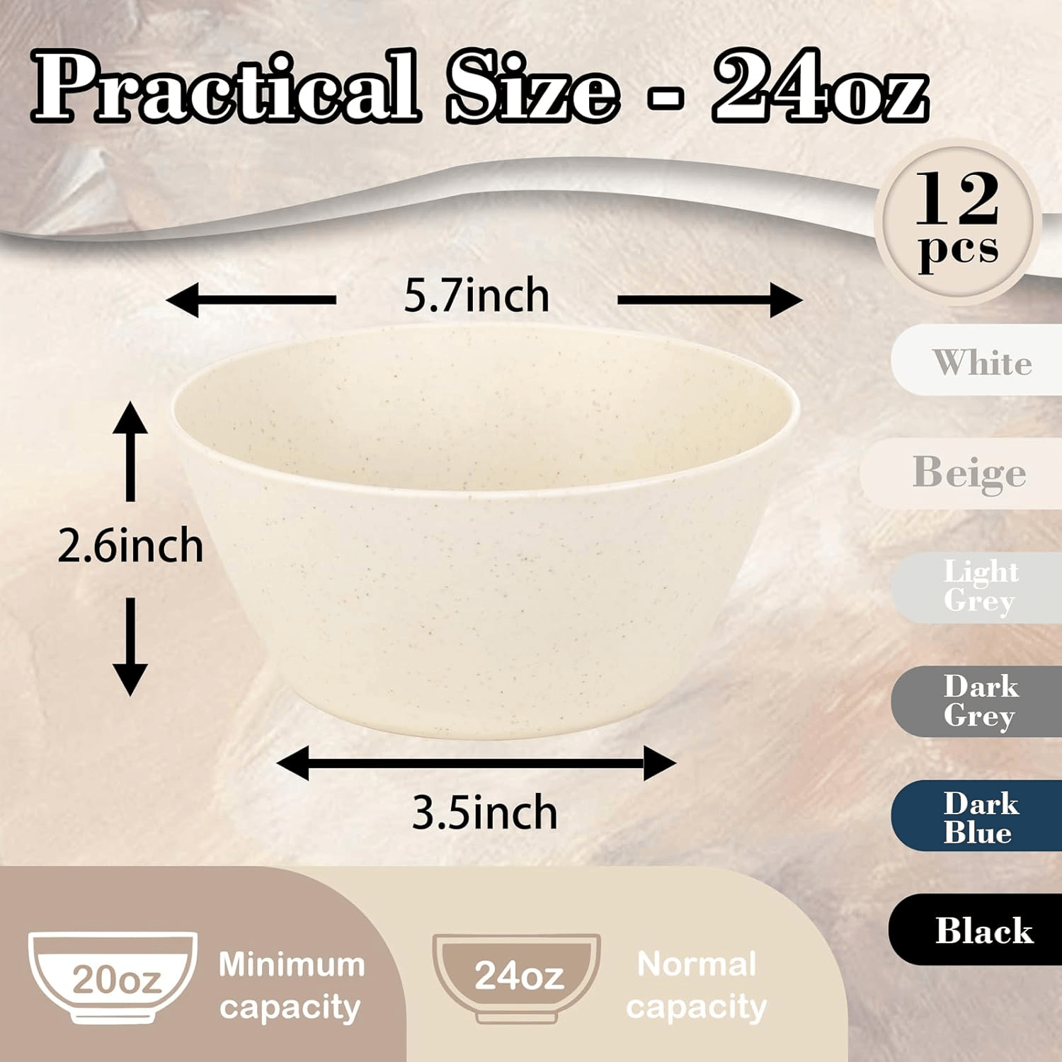 Beige Wheat Straw Bowls — view 4