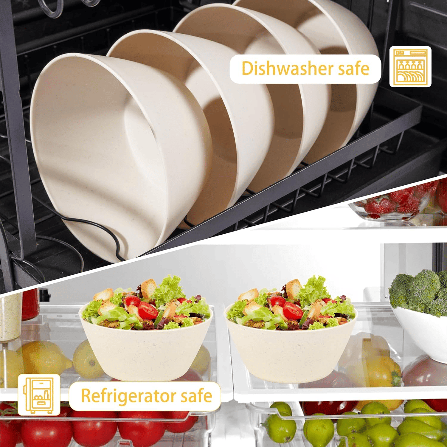 Beige Wheat Straw Bowls — view 6