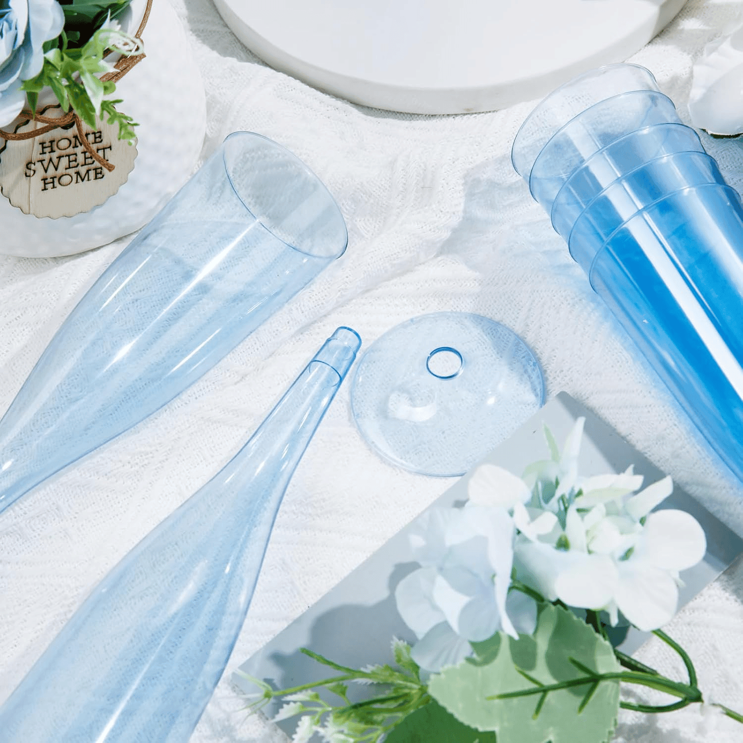 Clear Blue Plastic Champagne Flutes — view 9