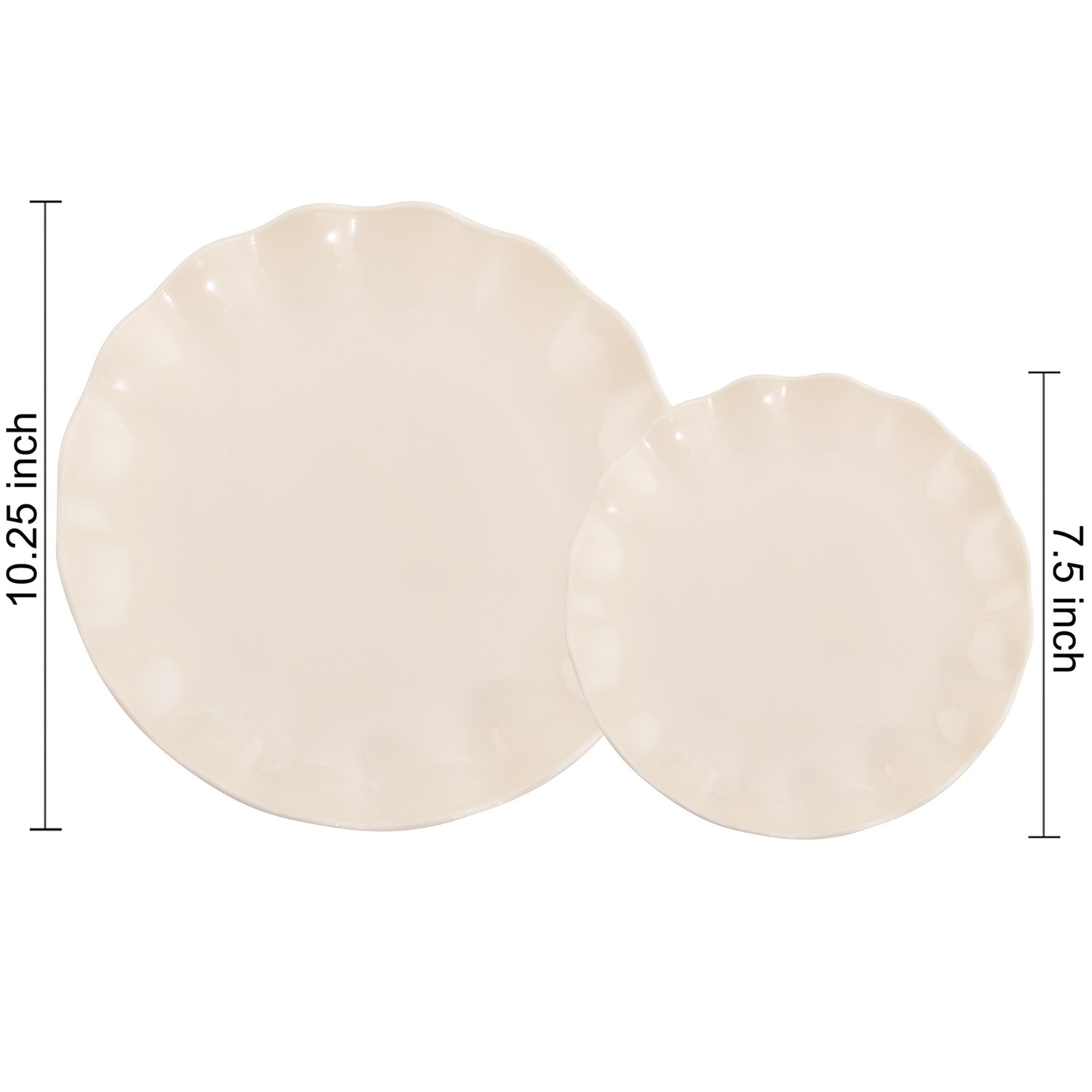 Ivory LIYH Scalloped Plastic Plates Reusable Unbreakable Dinner Plates Set — view 2