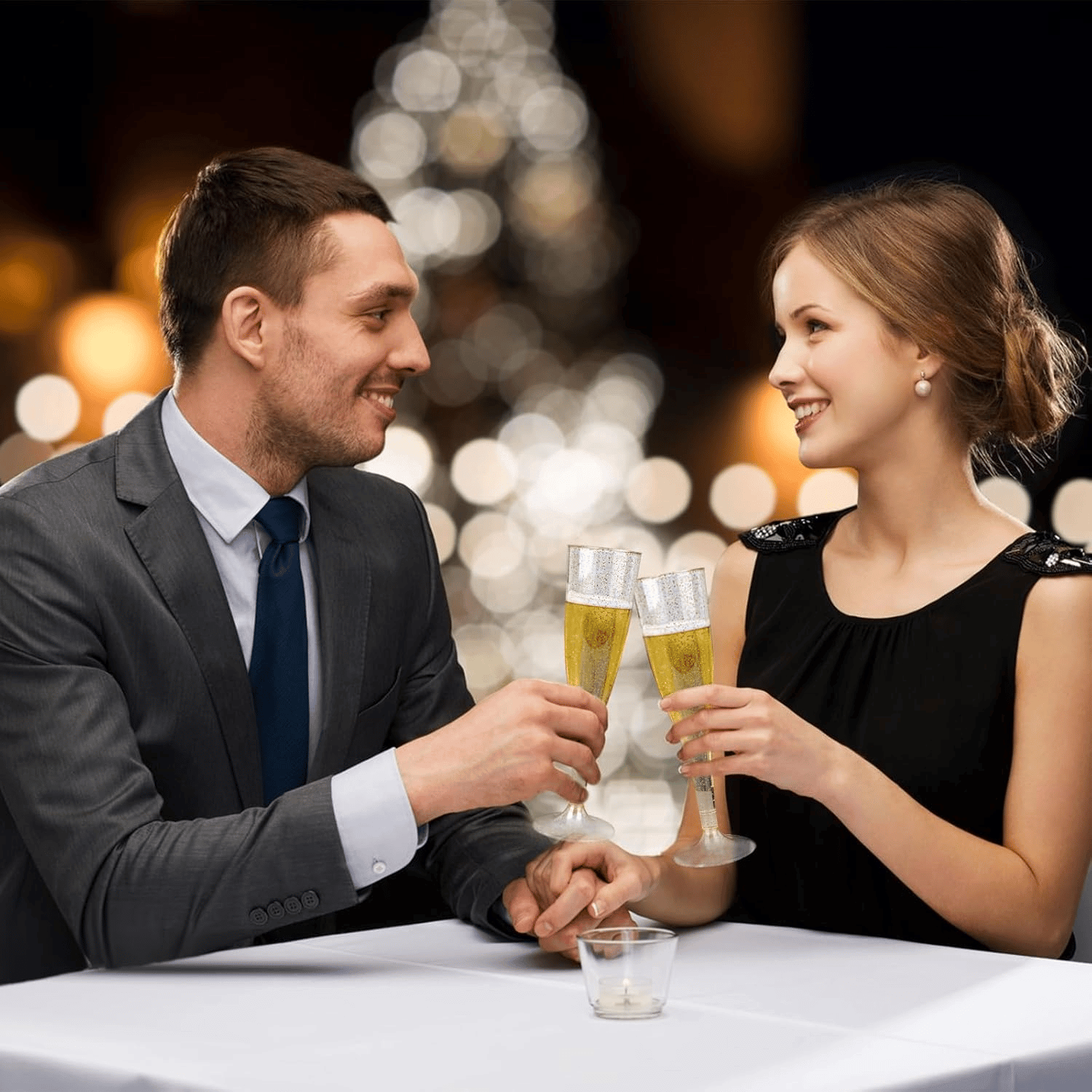 Gold Plastic Champagne Flutes — view 8