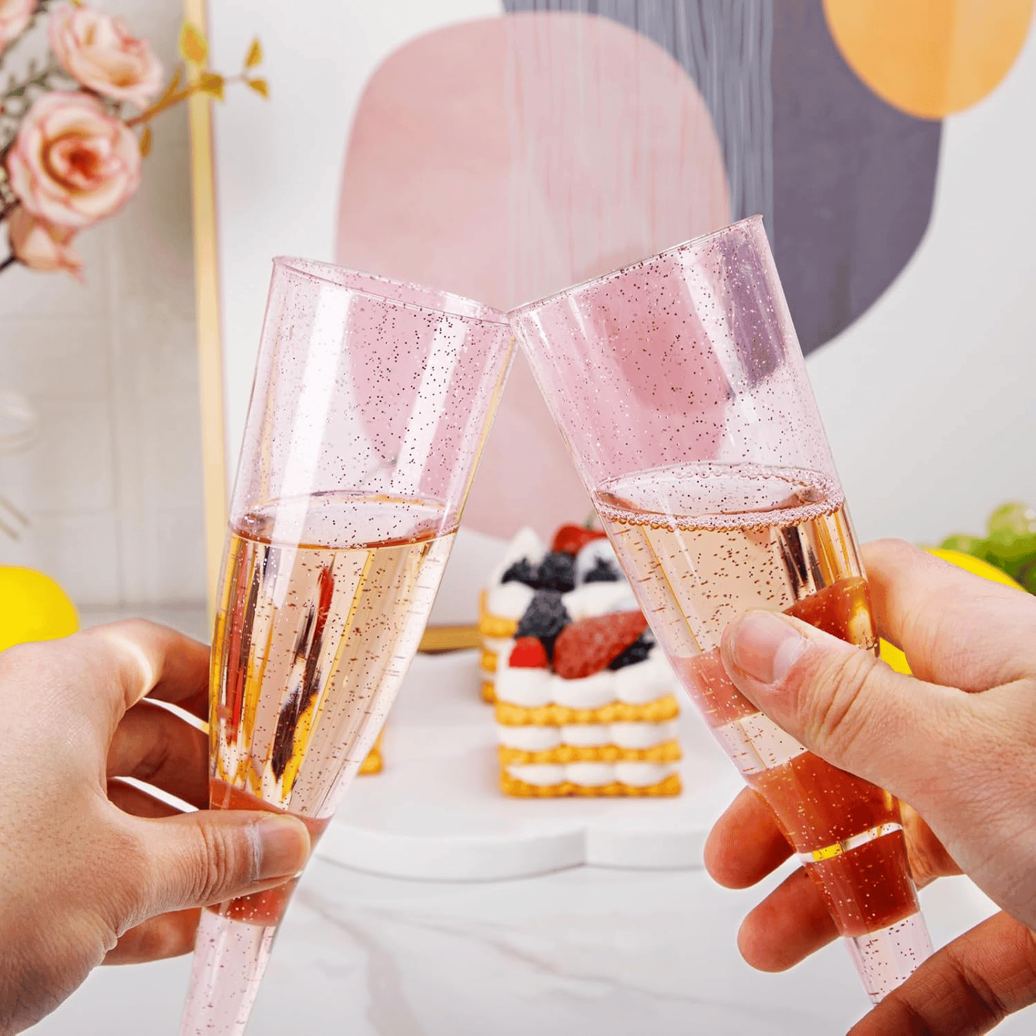 Pink Plastic Champagne Flutes — view 8