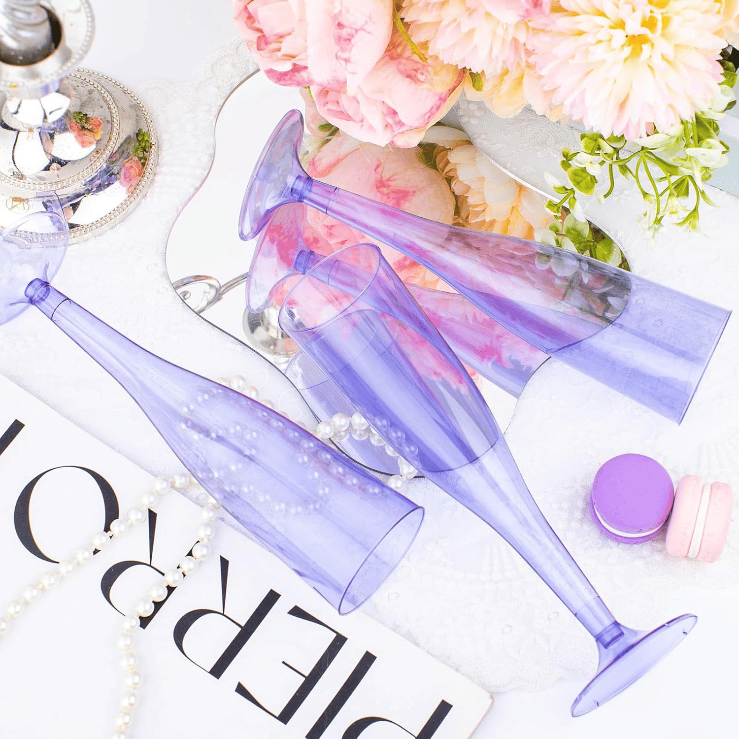 Clear Purple Plastic Champagne Flutes — view 8