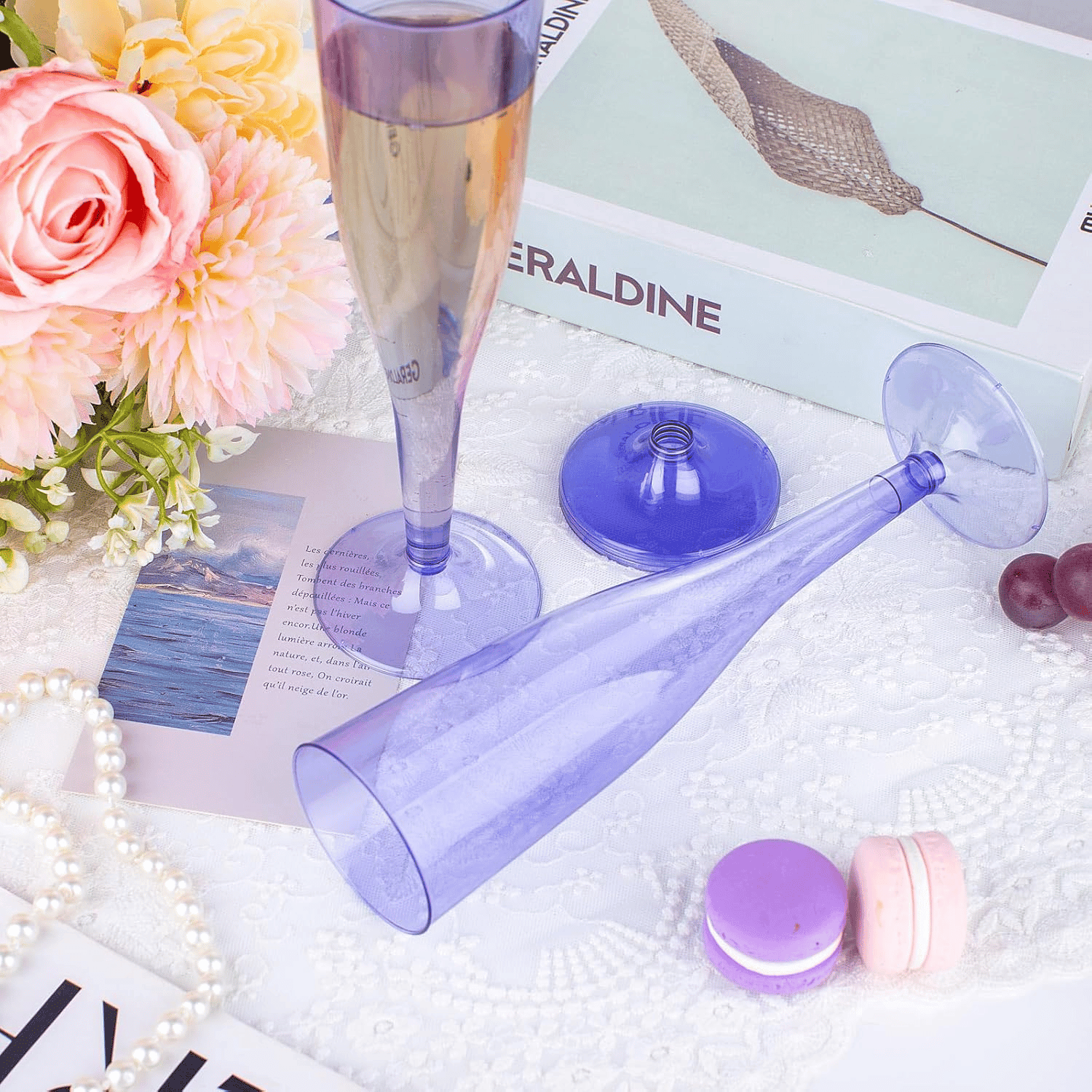 Clear Purple Plastic Champagne Flutes — view 9