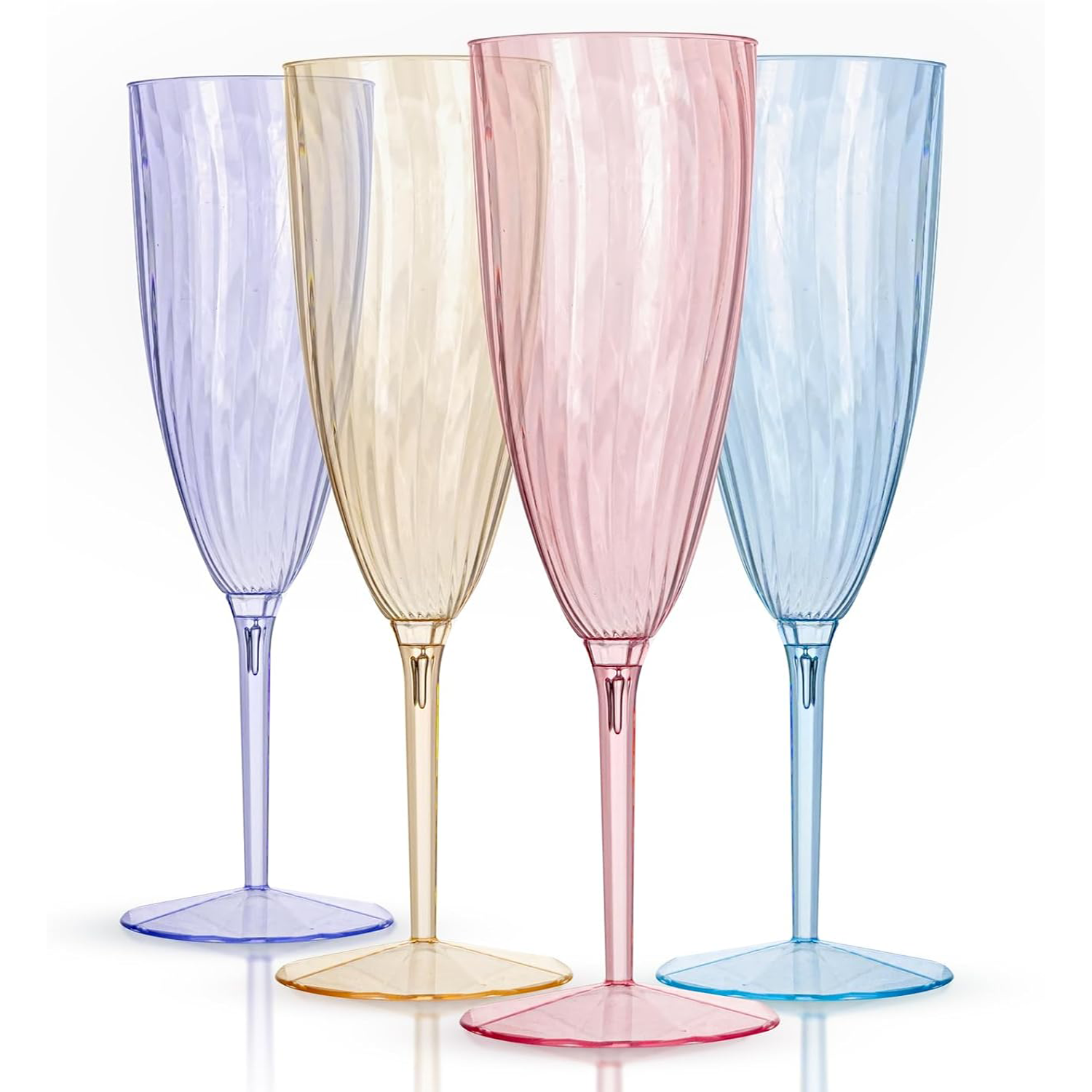 Colorful 6OZ Disposable Champagne Flutes Plastic (12 Pieces) — view 2