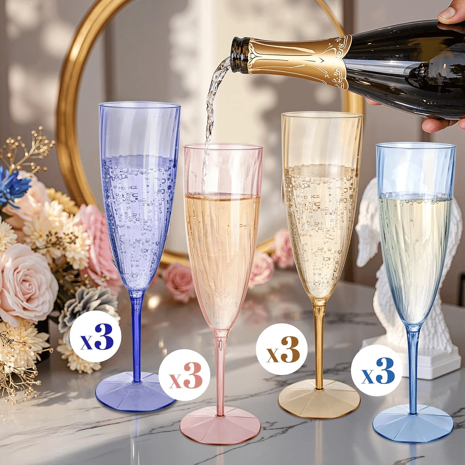 Colorful 6OZ Disposable Champagne Flutes Plastic (12 Pieces) — view 8