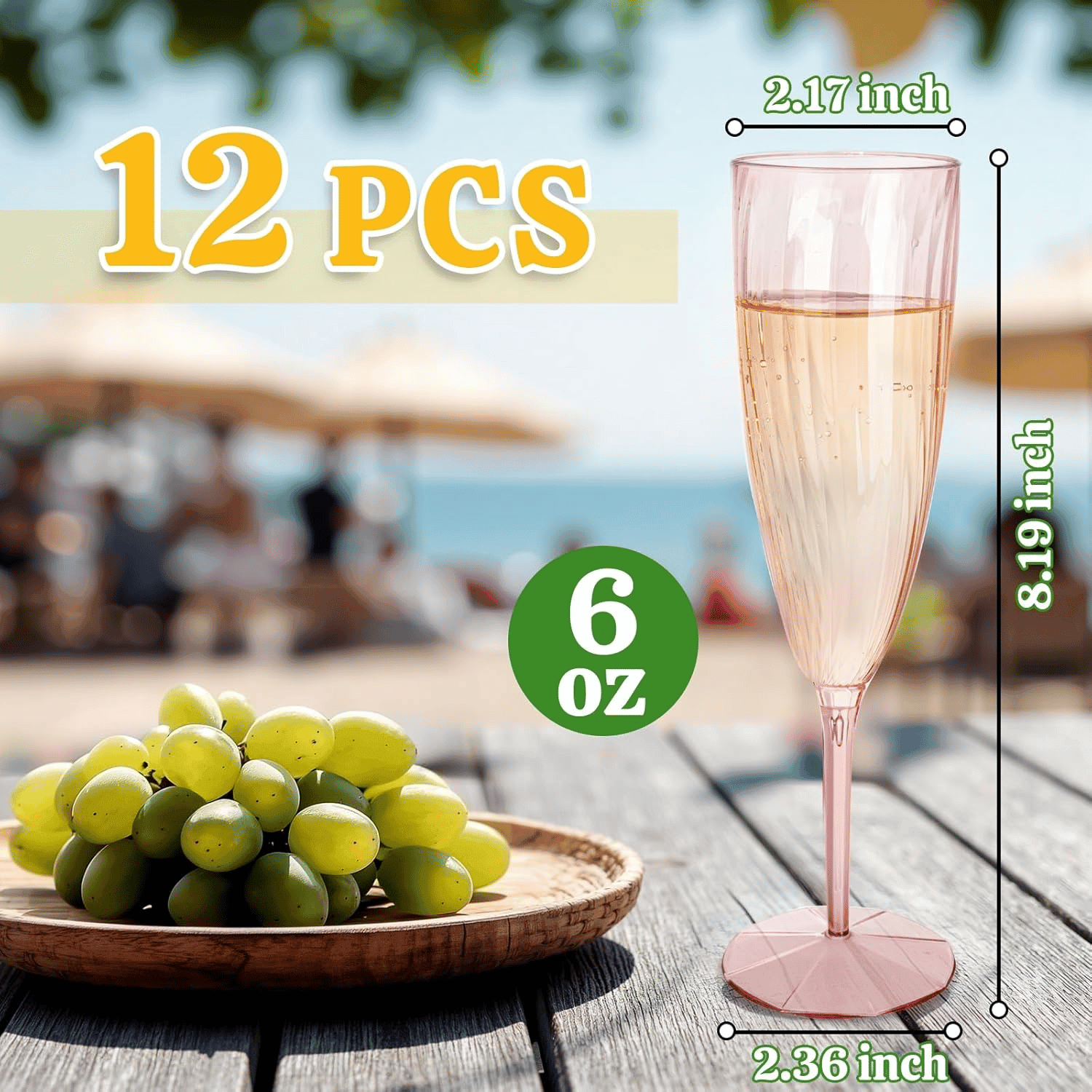 Colorful 6OZ Disposable Champagne Flutes Plastic (12 Pieces) — view 10