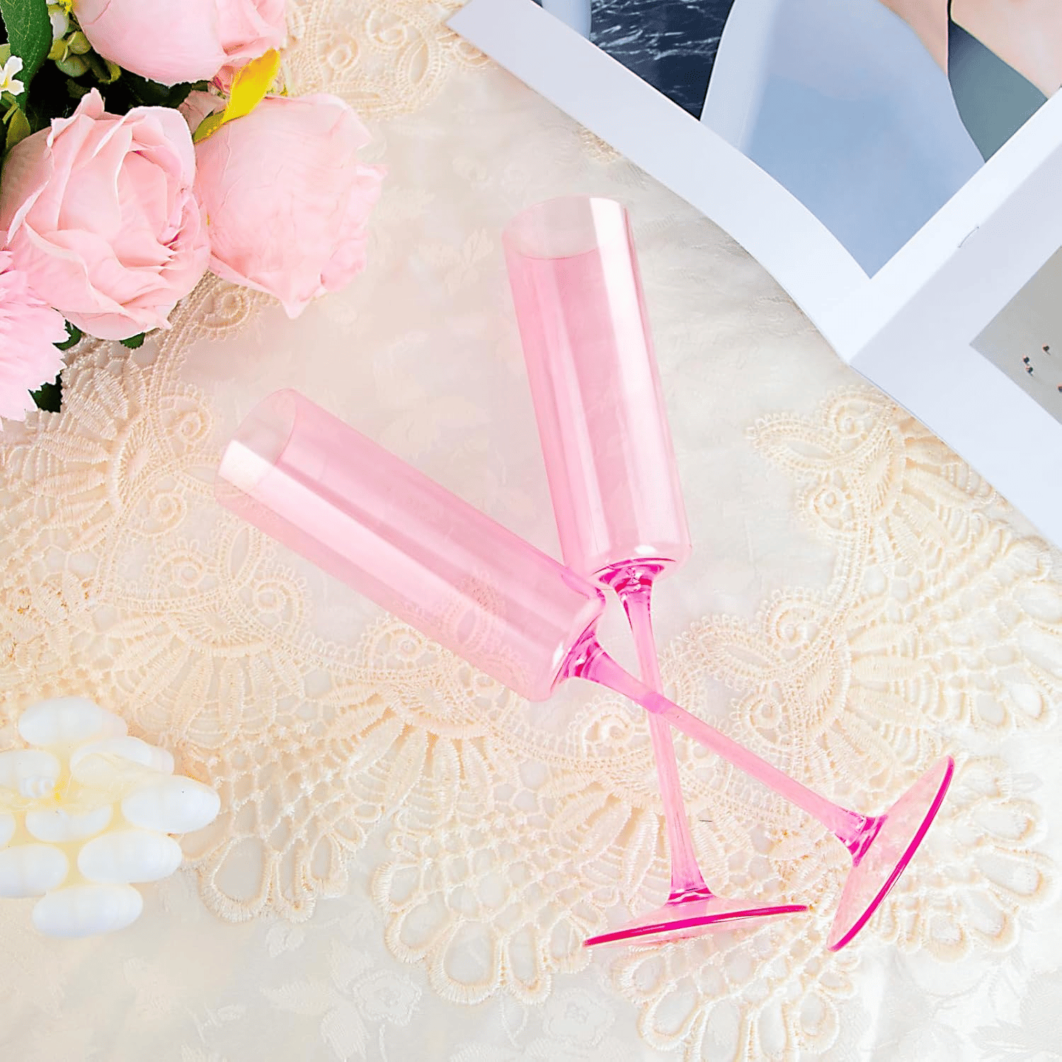 Pink YOUBET Champagne Flutes Plastic — view 8