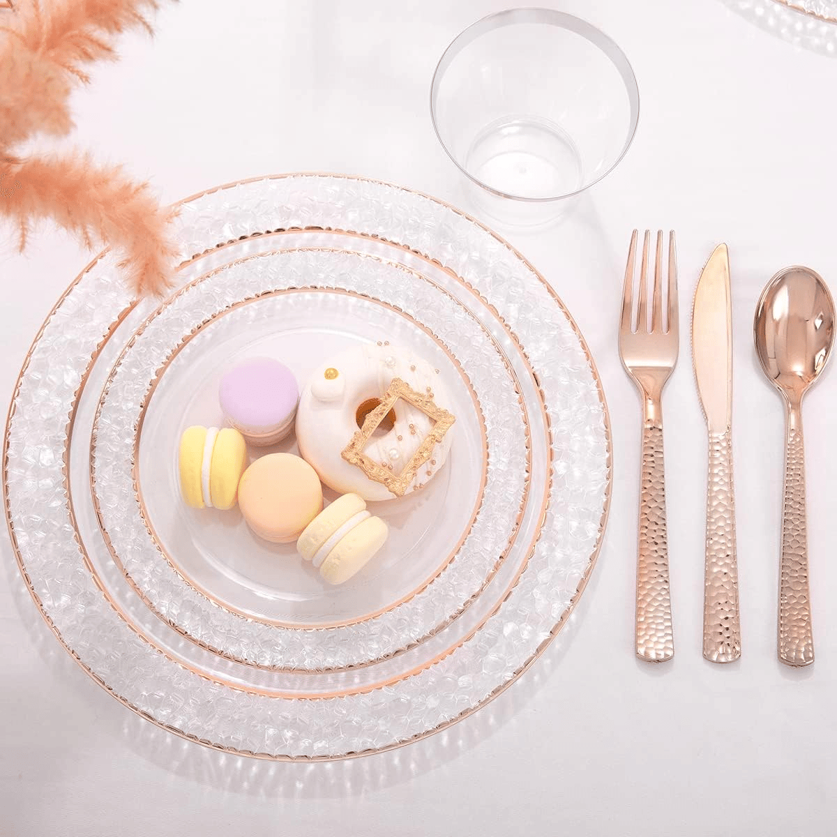 Rose And Gold Disposable Plastic Plates (150 Pieces) — view 9